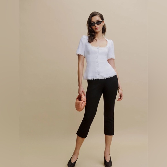 Reformation Anabella linen top in White Size 14 - Picture 6 of 7